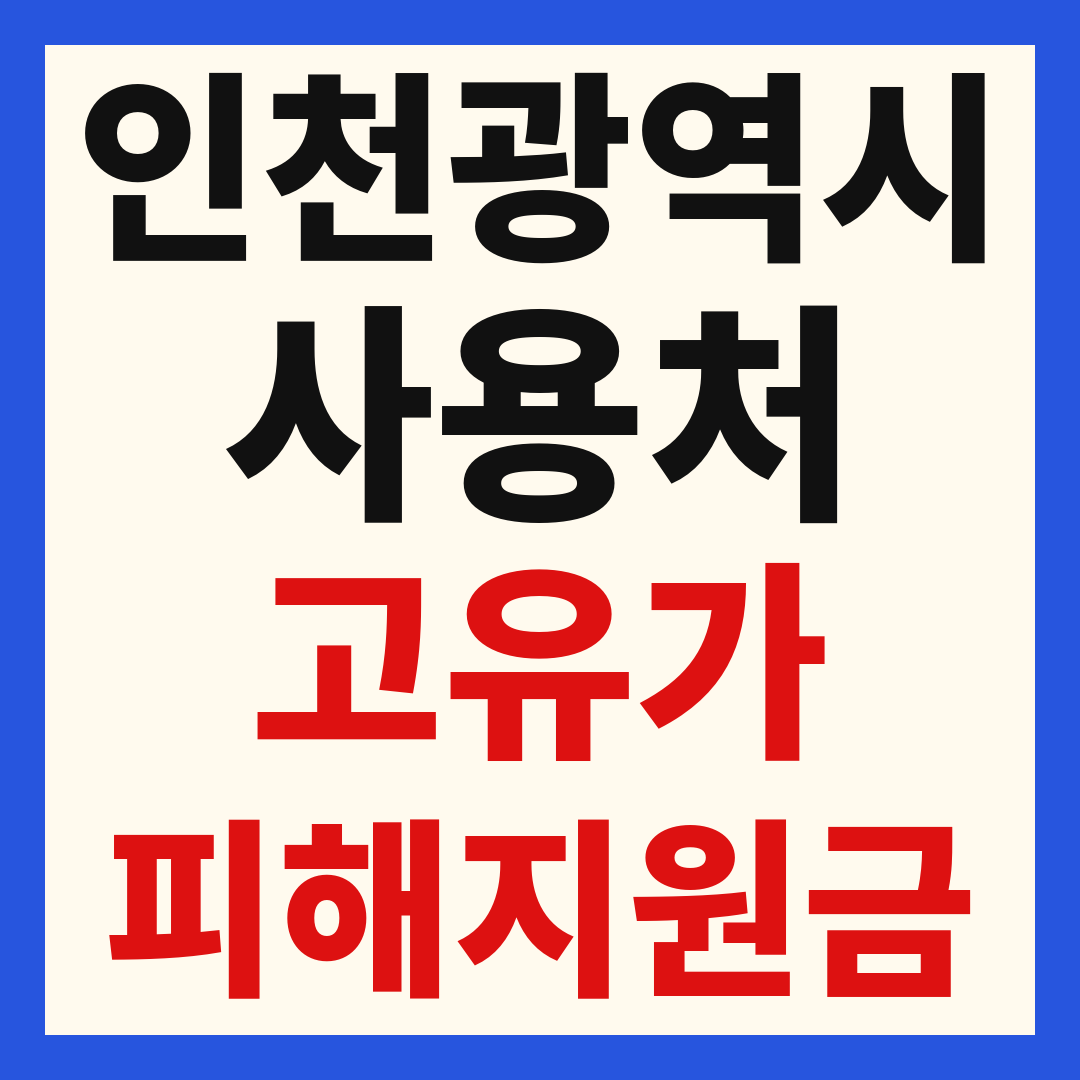 인천 고유가 피해 민생지원금 주유소 하나로마트 신발 옷가게 병원 약국 사용처