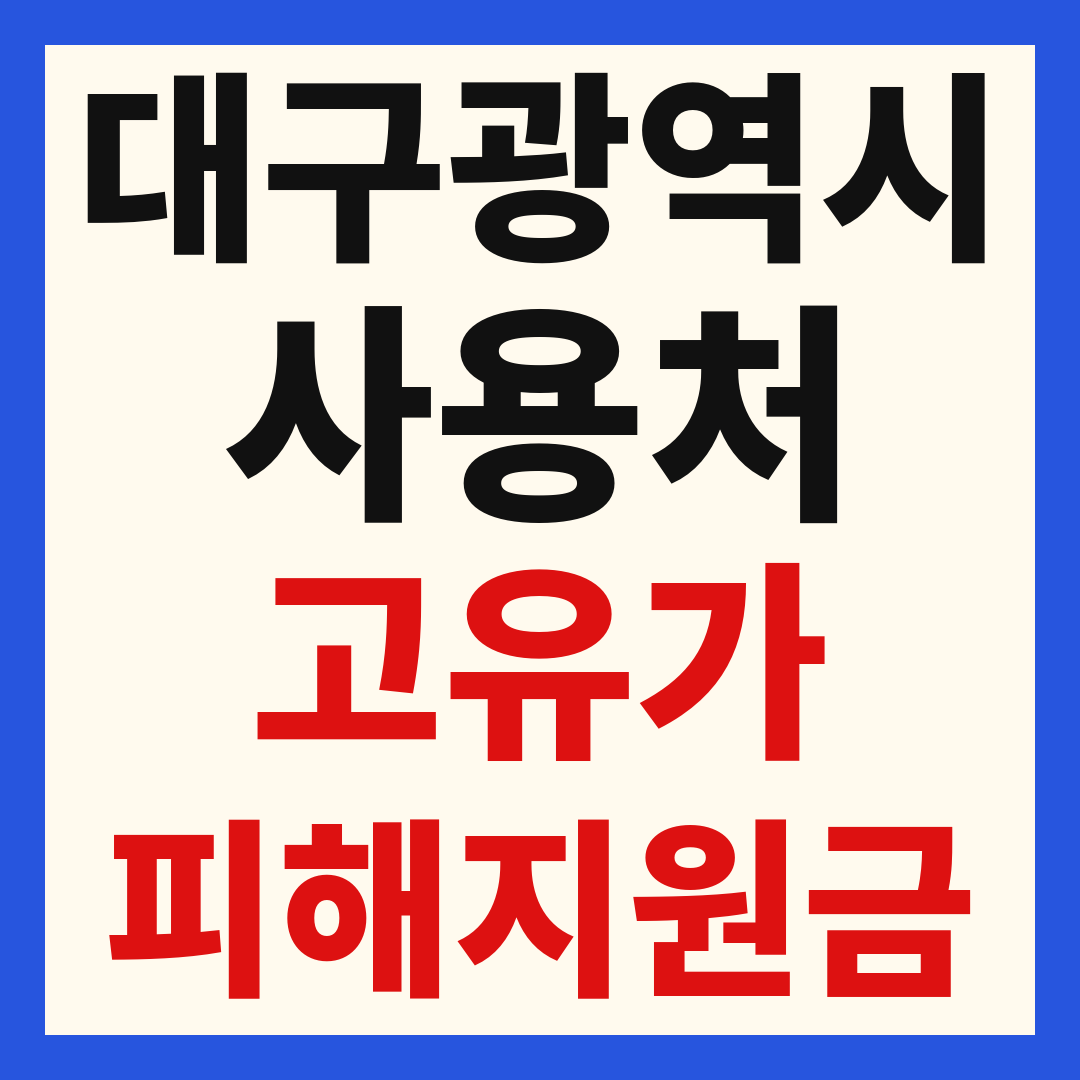 대구 고유가 피해 민생지원금 주유소 하나로마트 신발 옷가게 병원 약국 사용처