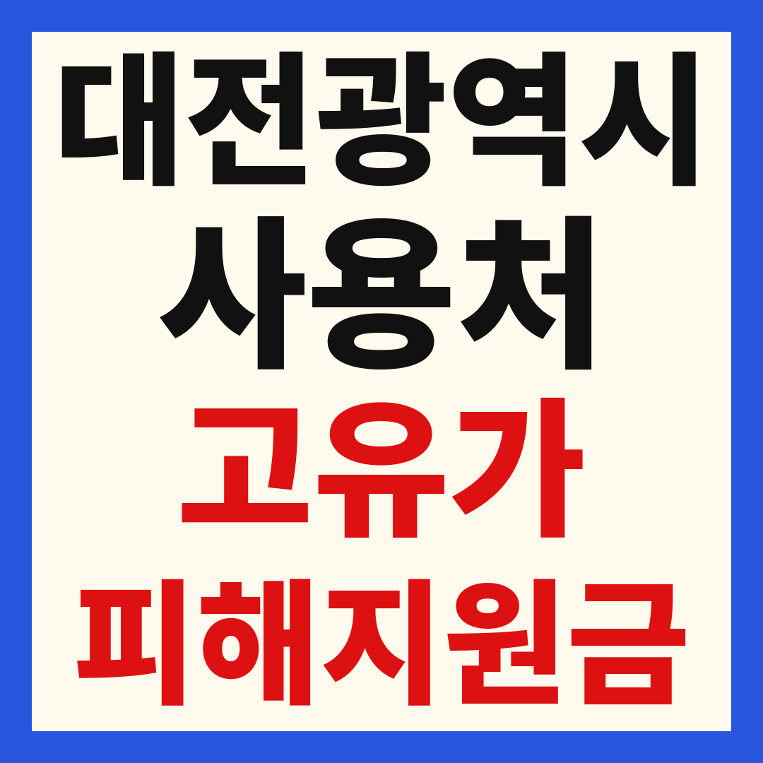 대전 고유가 피해 민생지원금 주유소 하나로마트 신발 옷가게 병원 약국 사용처