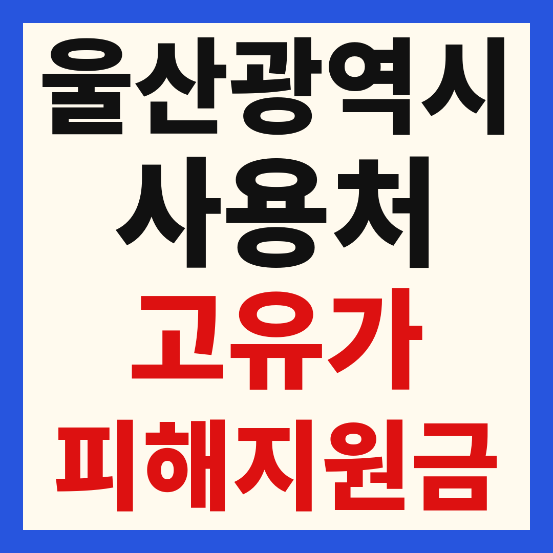 울산 고유가 피해 민생지원금 주유소 하나로마트 신발 옷가게 병원 약국 사용처