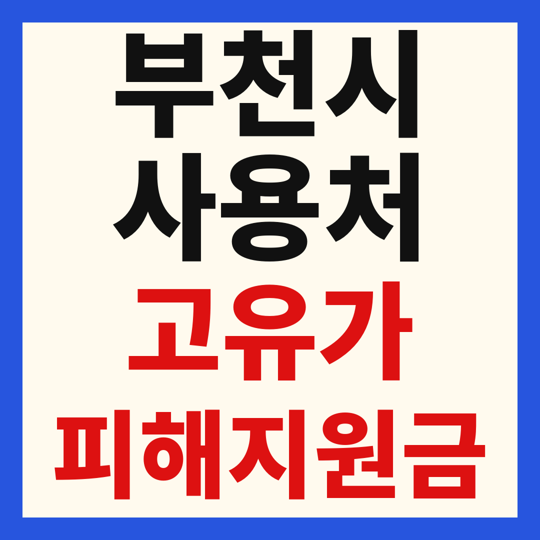 부천 고유가 피해 민생지원금 주유소 하나로마트 신발 옷가게 병원 약국 사용처