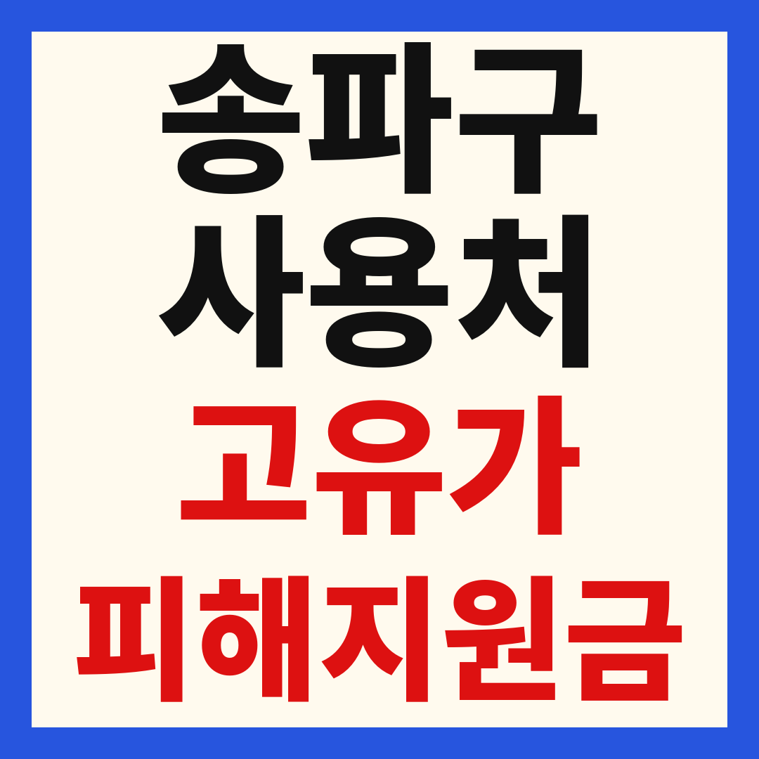 송파구 고유가 피해 민생지원금 주유소 하나로마트 신발 옷가게 병원 약국 사용처