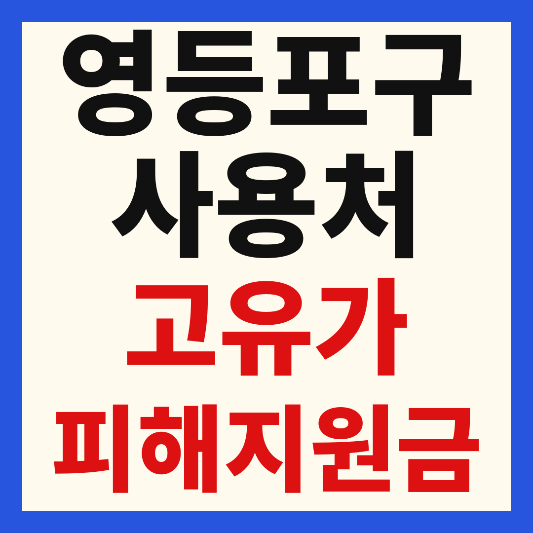 영등포구 고유가 피해 민생지원금 주유소 하나로마트 신발 옷가게 병원 약국 사용처