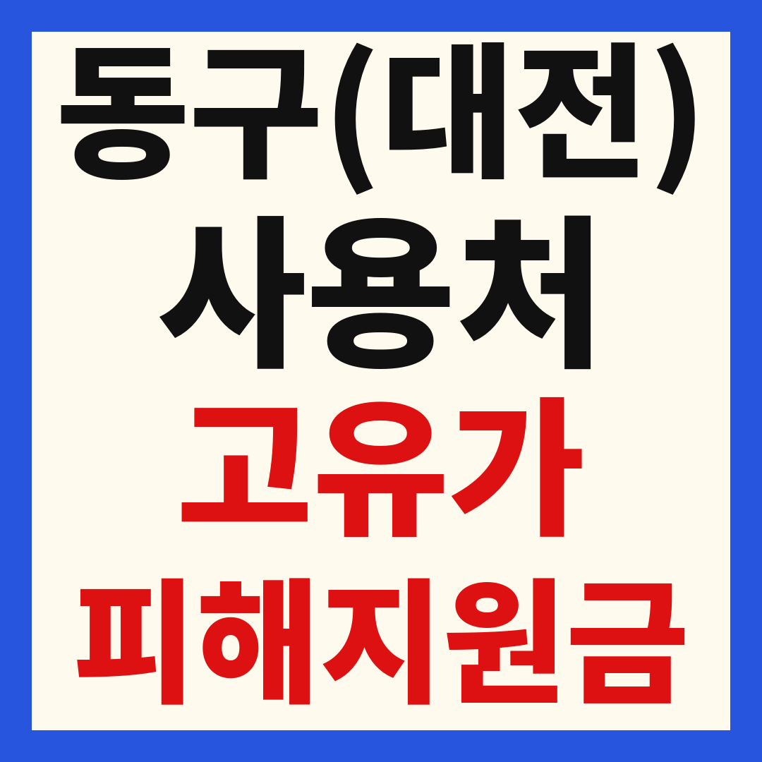 대전 동구 고유가 피해 민생지원금 주유소 하나로마트 신발 옷가게 병원 약국 사용처