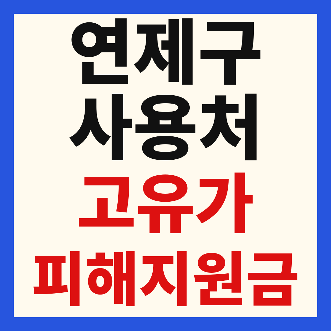 부산 연제구 고유가 피해 민생지원금 주유소 하나로마트 신발 옷가게 병원 약국 사용처