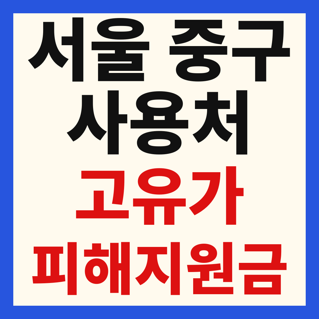 서울 중구 고유가 피해 민생지원금 주유소 하나로마트 신발 옷가게 병원 약국 사용처