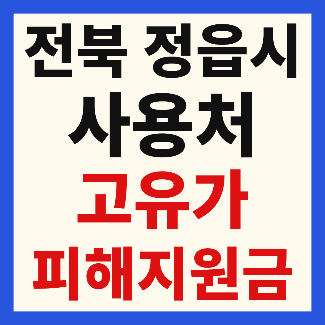정읍시 고유가 피해 민생지원금 주유소 하나로마트 신발 옷가게 병원 약국 사용처
