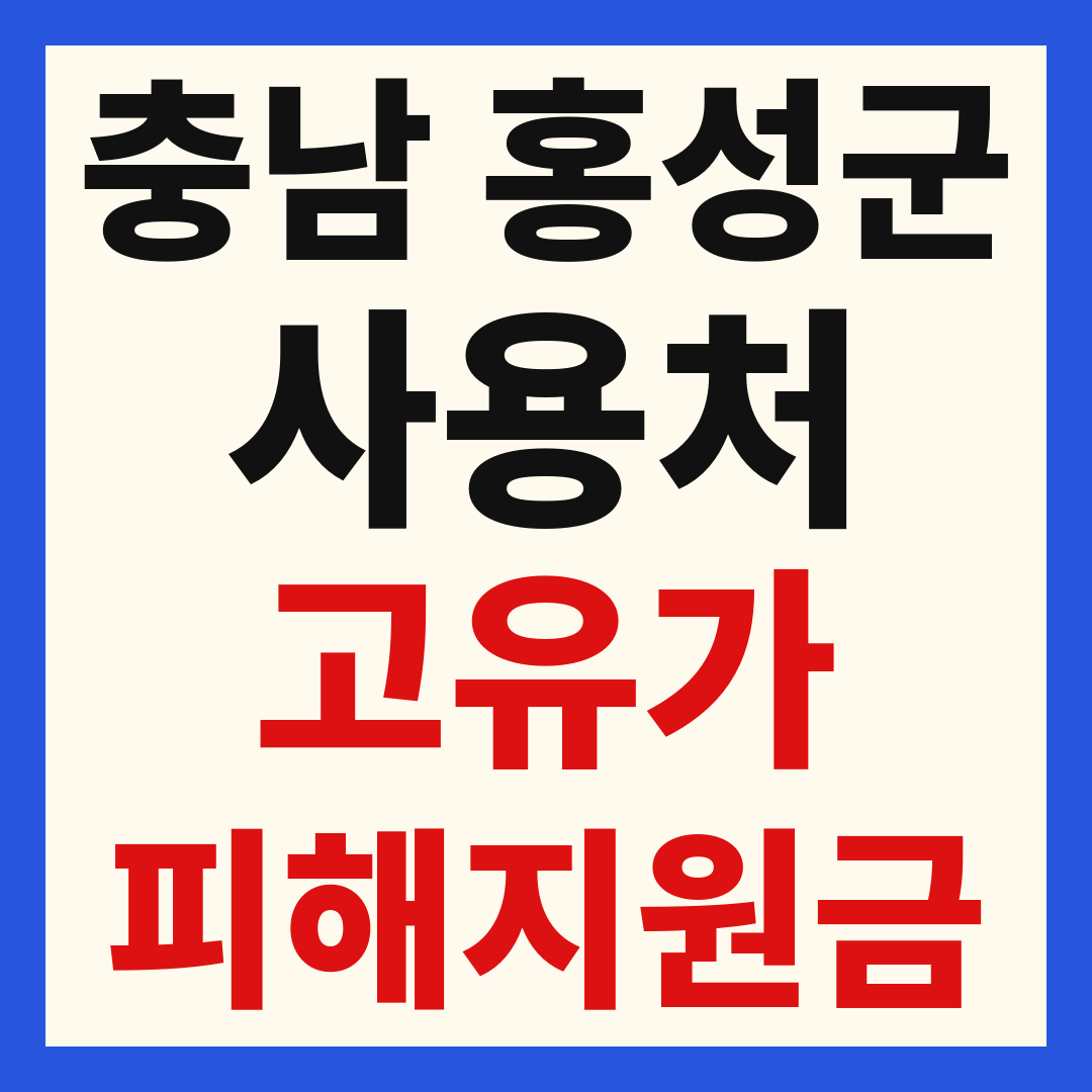 홍성군 고유가 피해 민생지원금 주유소 하나로마트 신발 옷가게 병원 약국 사용처