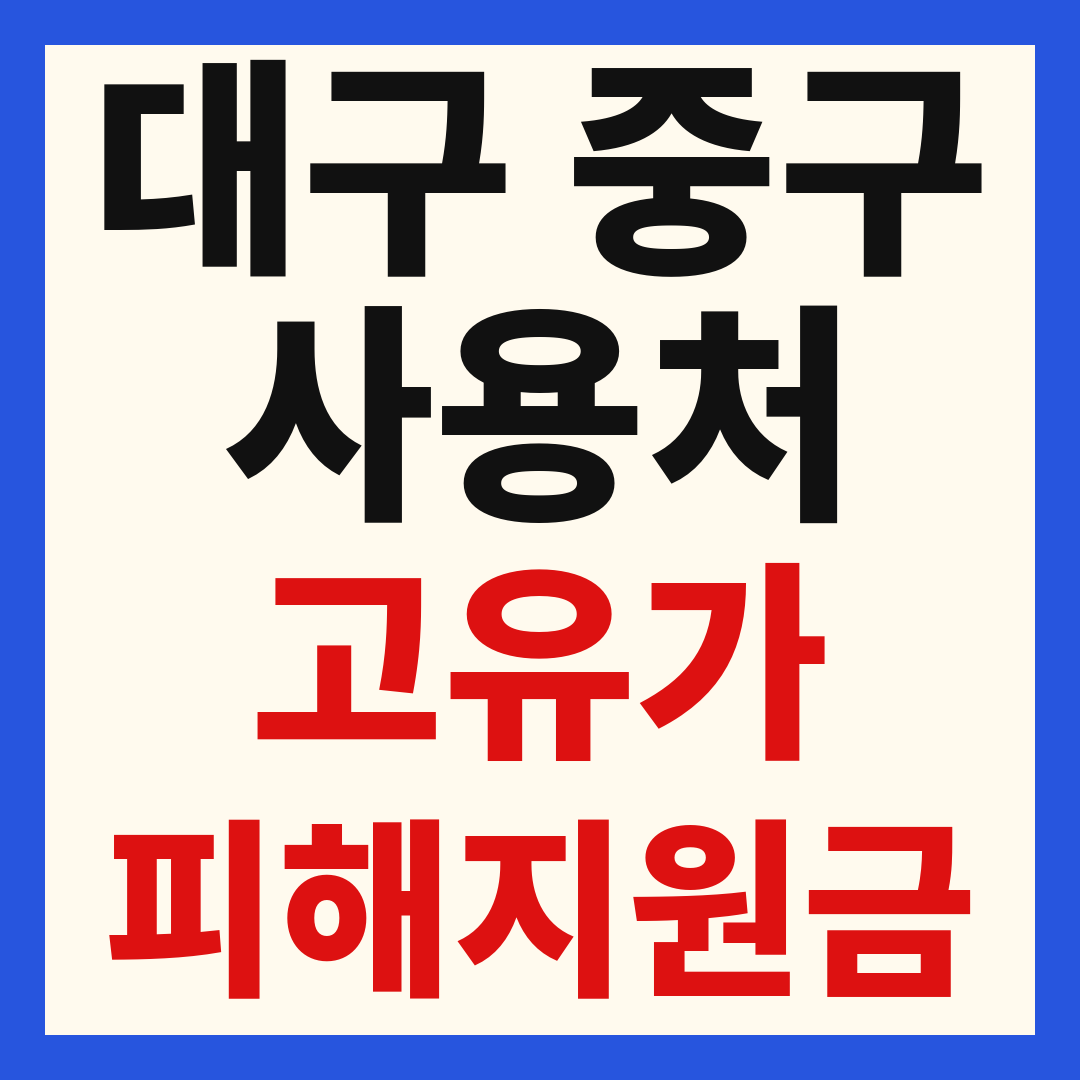 대구 중구 고유가 피해 민생지원금 주유소 하나로마트 신발 옷가게 병원 약국 사용처