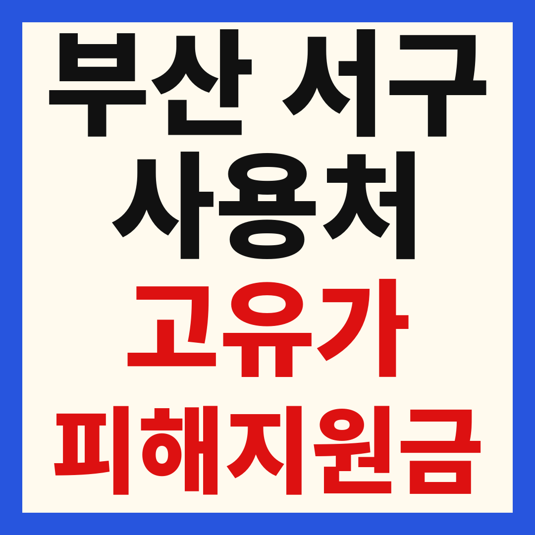 부산 서구 고유가 피해 민생지원금 주유소 하나로마트 신발 옷가게 병원 약국 사용처