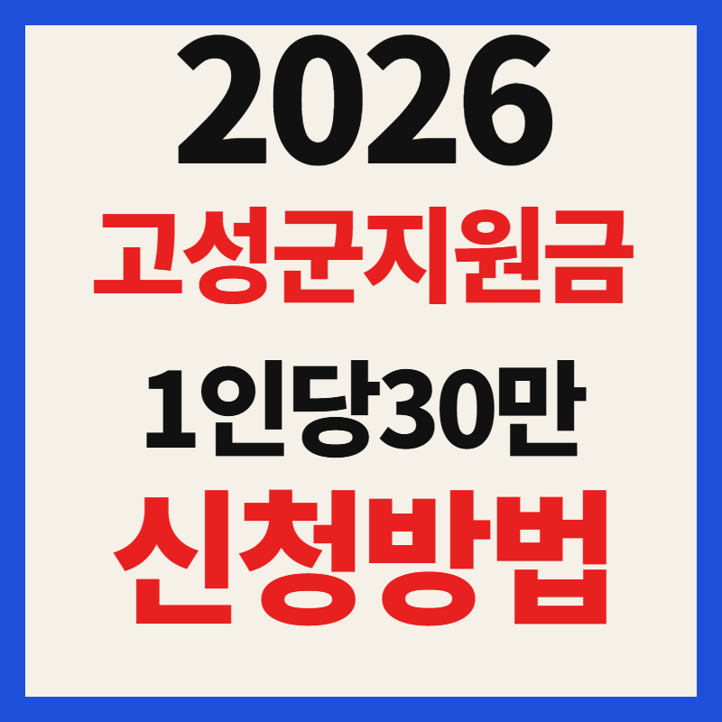 2026 고성군 민생활력지원금 신청 방법 및 지급 안내 군민 1인당 30만원 혜택 총정리