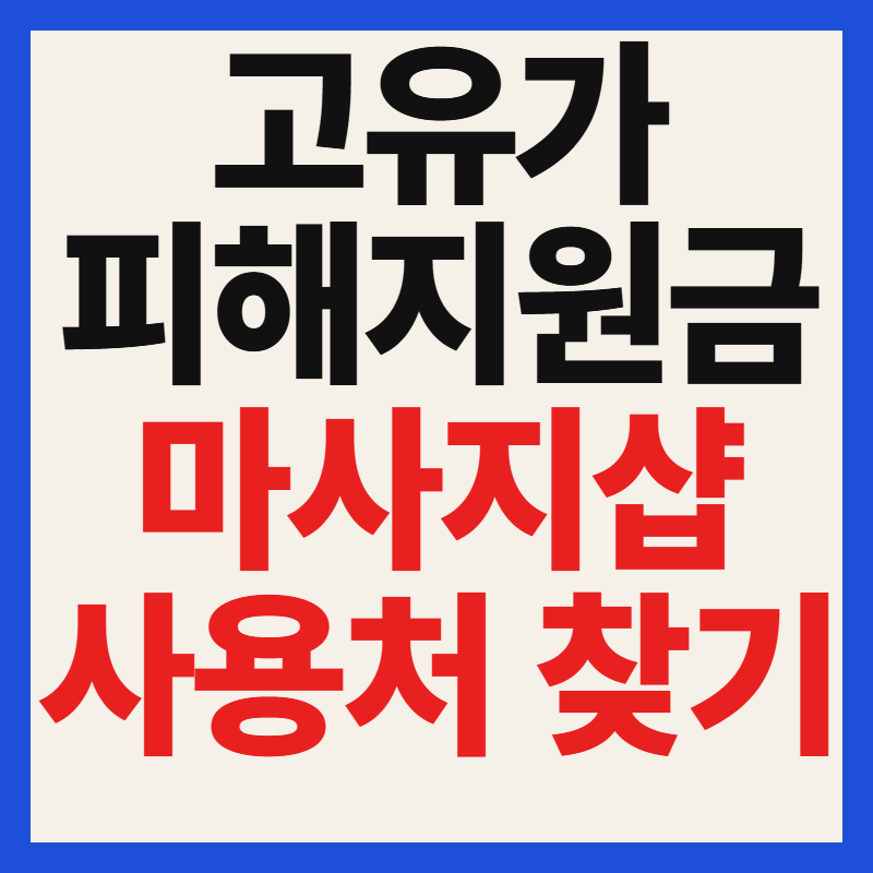 2026 고유가 피해지원금 마사지샵 사용처 확인 방법 및 사용 꿀팁 총정리