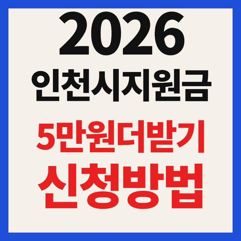 2026 인천시 역차별 해소 지원금 신청방법 대상 조건 금액 추가 지급 총정리