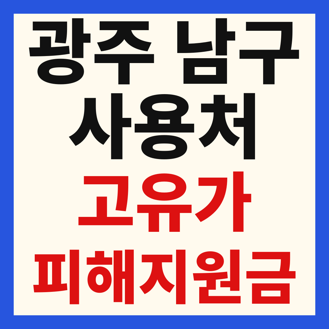 광주 남구 고유가 피해 민생지원금 주유소 하나로마트 신발 옷가게 병원 약국 사용처