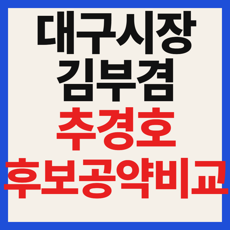 김부겸 추경호 대구시장 후보 핵심 공약 비교 정리 및 부문별 정책 분석