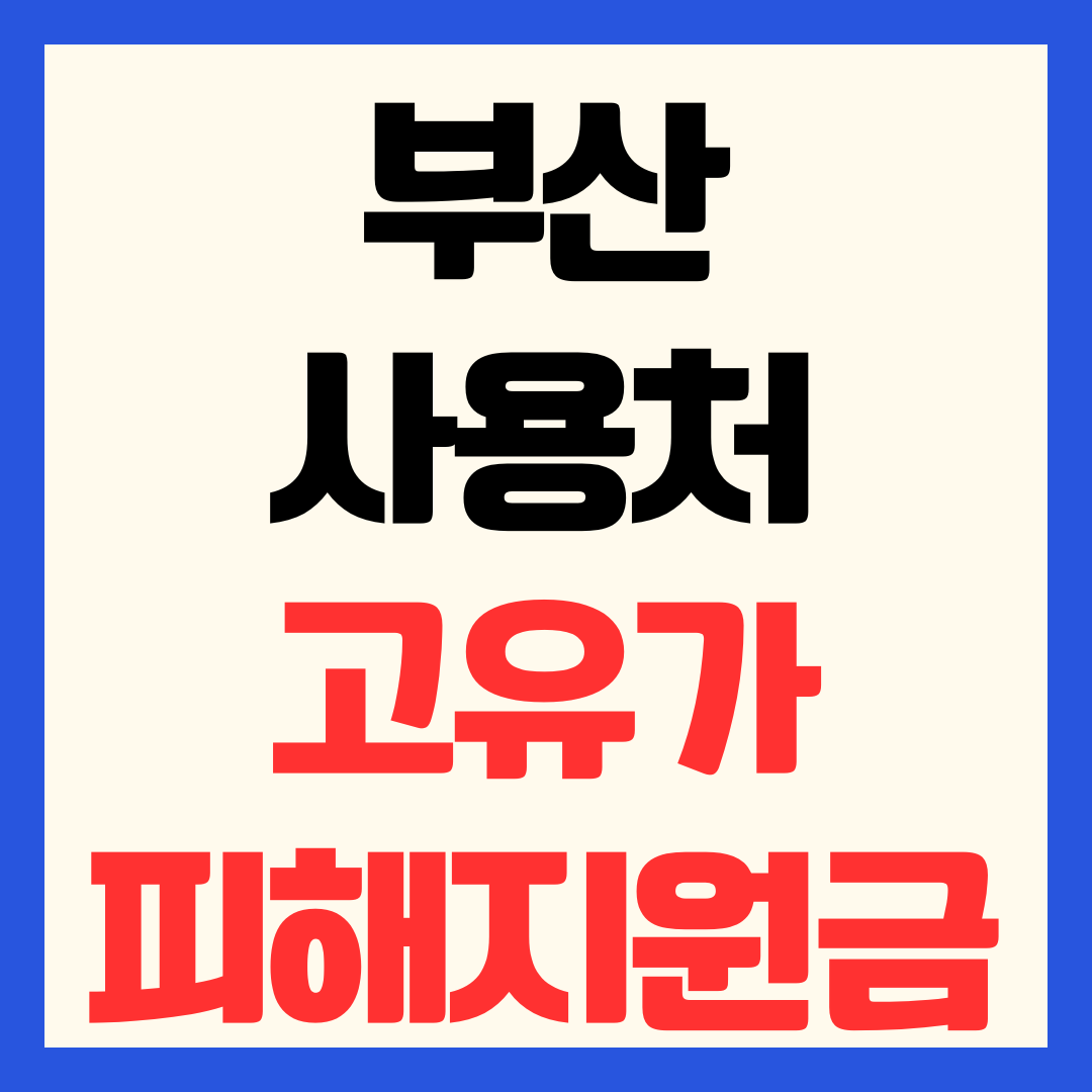 부산 고유가 피해 민생지원금 주유소 하나로마트 신발 옷가게 병원 약국 사용처